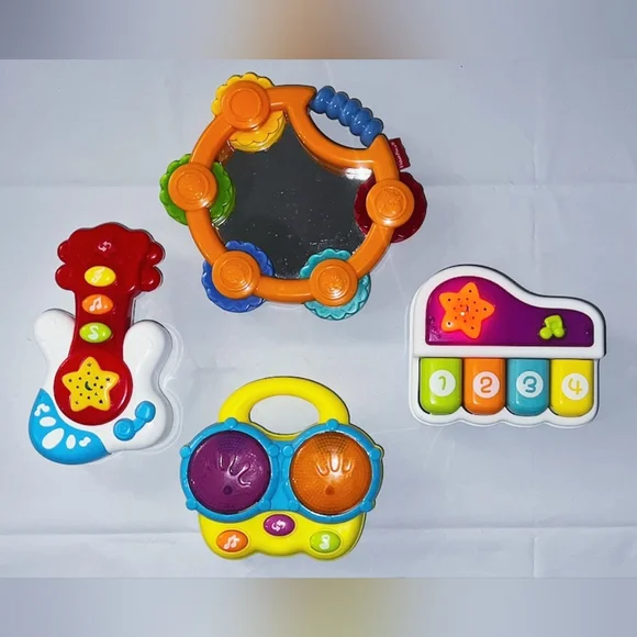 Portable Set of 4 (Piano, Bongo Drums, Guitar & Tambourine ) Development Toys - Picture 2 of 5